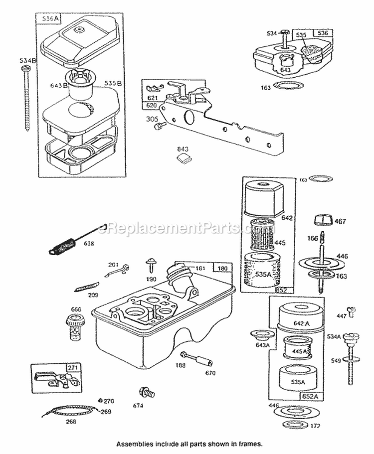 Air Cleaners Fuel Tank Diagram and Parts List for 092982-3246-01  Briggs and Stratton Engine